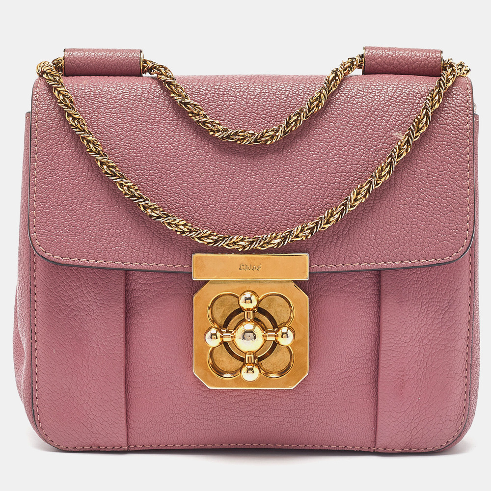 CHLOE Pink Leather Small Elsie Shoulder Bag - Picture 1 of 8